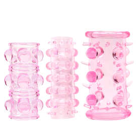 带刺毛毛虫手指套男用软胶锁精环情趣三件套性用品阴茎刺套环