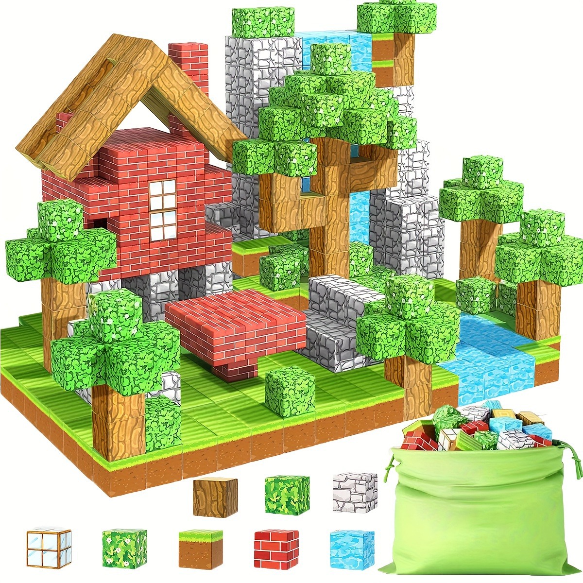 Minecraft Magnetic Cube Building Block Set Model Magnetic Cube Boy Toy Game Peripheral Scene Cross-Border