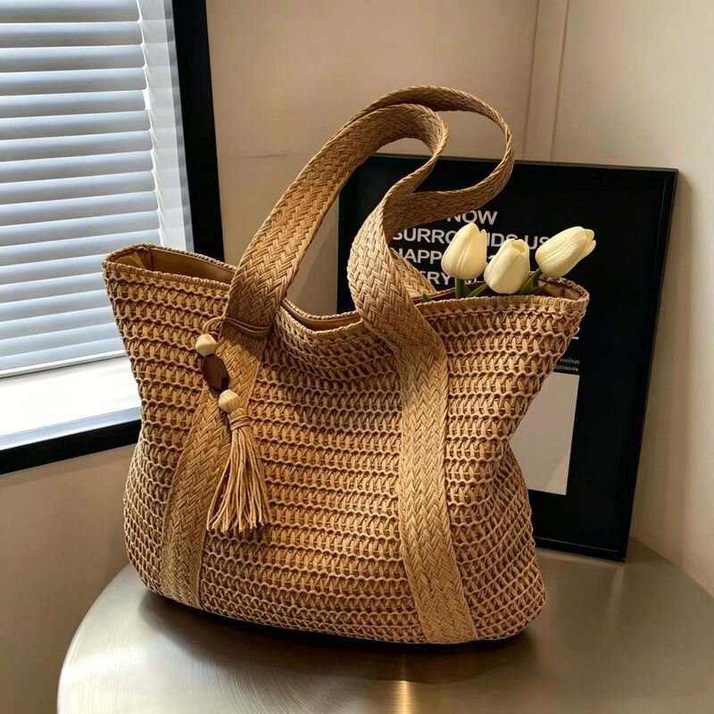 New Tassel Pendant Women's Straw Handbag Large Capacity Beach Bag Woven Shoulder Bag Tote Bag Fashion New Tassel Pendant Women's Straw Handbag Large Capacity Beach Bag Woven Shoulder Bag Tote Bag Fashion
