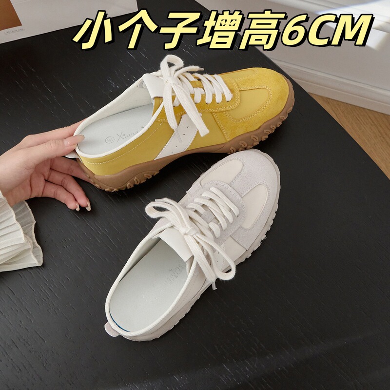 Baotou Half Slippers for Women, Small People, Increased Height, Breathable Summer Outer Wear, Super Popular Thick-Soled Sports Shoes, Muller Training Shoes