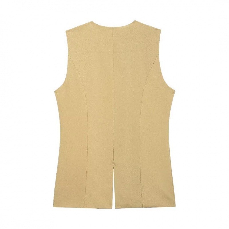 Comercio exterior transfronterizo2024 Europa y los Estados Unidos nuevo cuello en V sin mangas hebilla de una sola fila bifurcación delgada chaleco chaleco pantalones cortos set mujeres