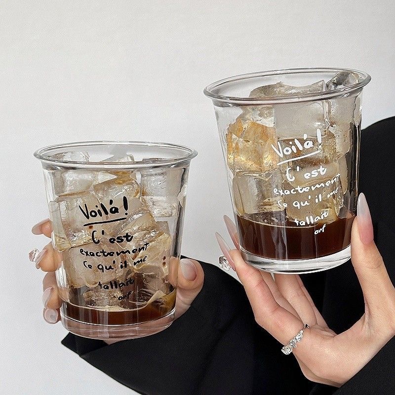 翻口杯ins风玻璃杯日韩式茶水杯咖啡杯牛奶杯伴手礼杯子防烫饮品