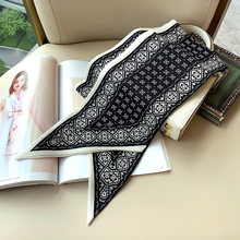 春季真丝丝巾直播细长条桑蚕丝领巾网红同款羊毛双层百搭飘带围巾