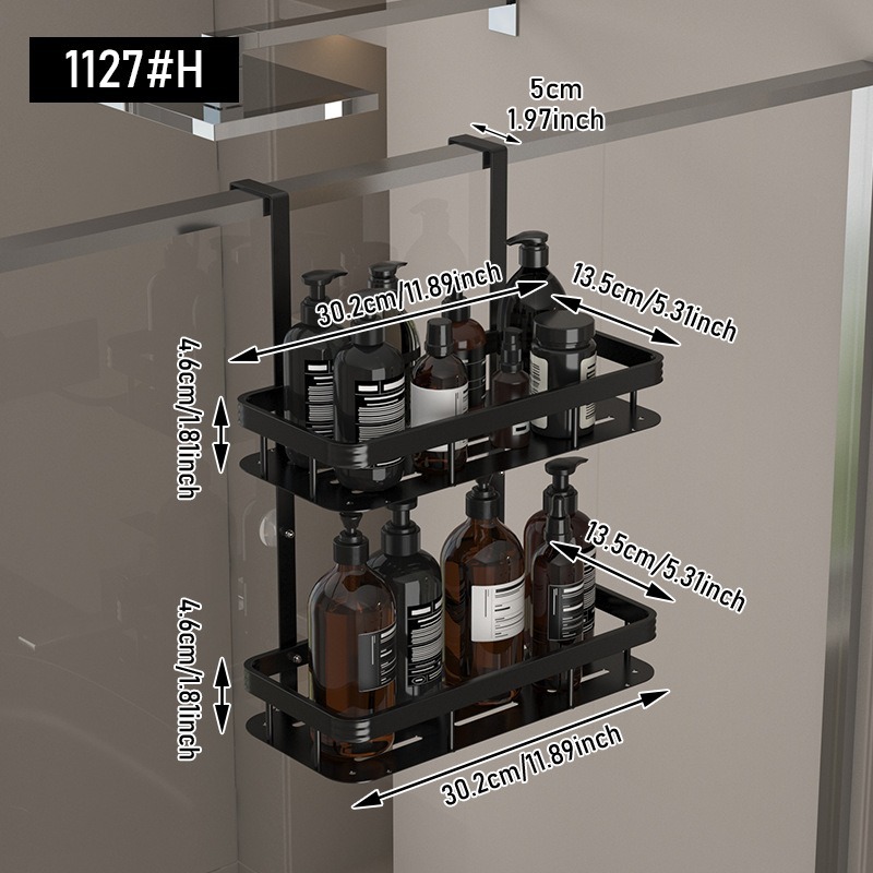 Estantes de baño de nuevo estilo, sin perforaciones, suministros de baño para el hogar, estantes de doble capa, baño multifuncional, almacenamiento de cosas buenas