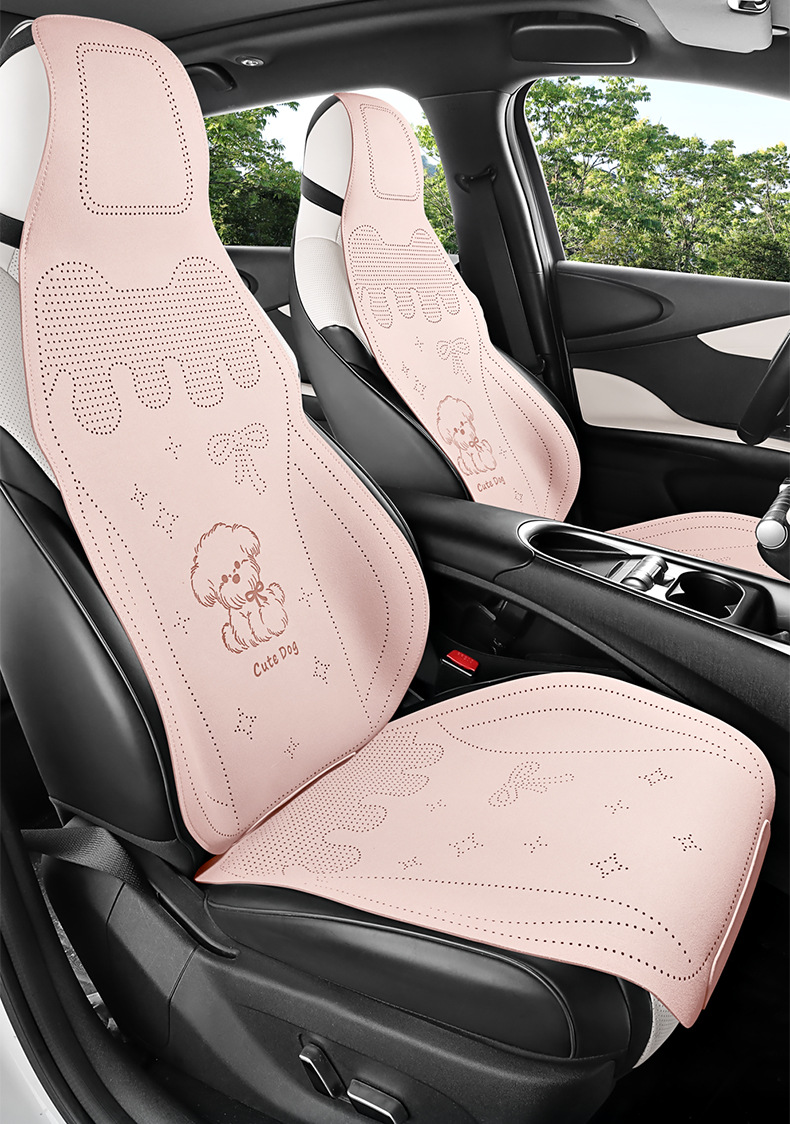 Car Seat Cushion Cartoon Suede Half-Cover Seat Cover New Style Cute Breathable Car Seat Cushion for Women