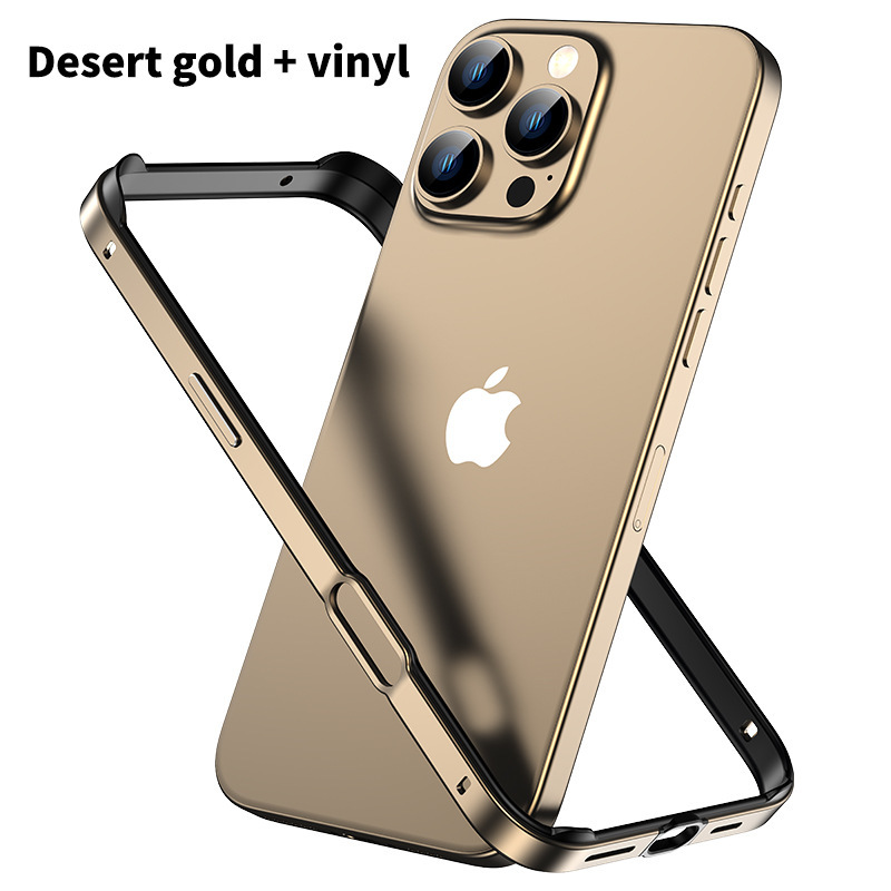 iPhone17promax対応 クロスボーダー対応 立体シリコンメタルフレーム Apple16 四隅耐衝撃スマホケース15|undefined