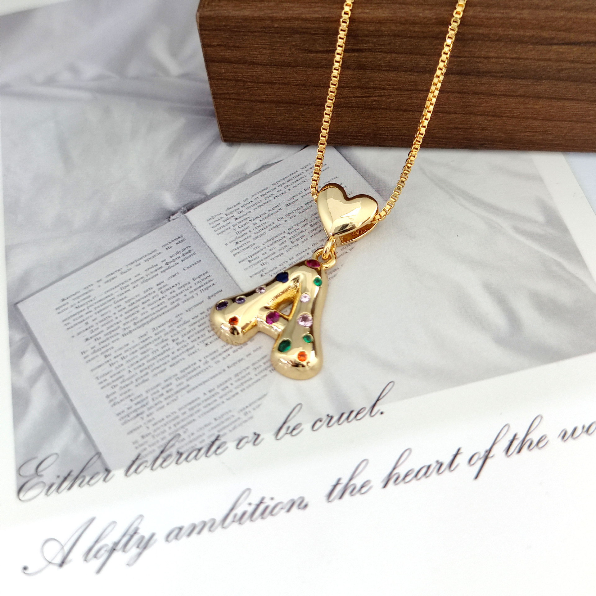 12g Weight Copper Pendant Material Zircon Inlay Material Pendant Necklace Classification Copper Chain Material 1 Piece Quantity Holiday, Daily Occasion Copper Material Letter, Heart Shape Pattern Women's Gender Inlay Design Simple Style Style Copper Inlay Letter Heart Shape Zircon Pendant Necklace 4