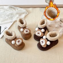 女童雪地靴2025冬季新款卡通雪地靴男童加绒加厚大棉宝宝儿童棉鞋