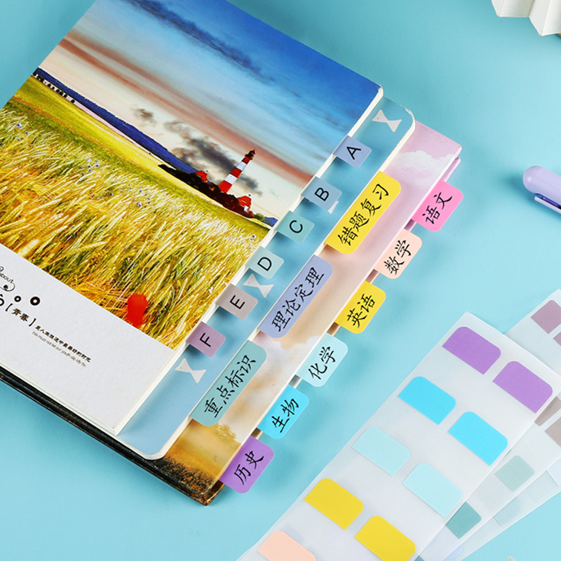 Morandi Clasificación de estudiantes Índice de escritura etiqueta adhesiva nota adhesiva color fluorescente etiqueta de papel de la firma etiqueta engomada del cable