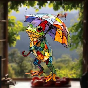 Cross-Border New Product Frog Animal Decorative Pendant Acrylic Crafts Outdoor Garden Decoration Frog Light Catcher
