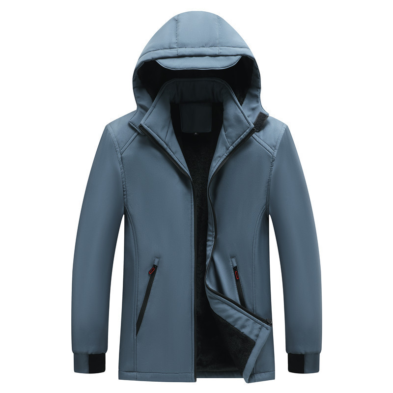 Cross-border Autumn and Winter Outdoor Warm Jacket Four-sided Elastic Composite Fleece Soft Shell Cotton Clothes Windproof Waterproof Jacket for Men and Women