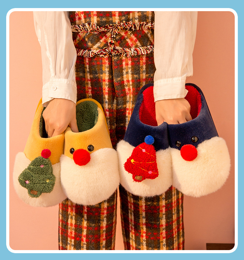 Kostenloser versand Weihnachten baumwolle hausschuhe für frauen im winter, Nette katze gefühl plüsch, hause warme paar baumwolle hausschuhe großhandel_voghion.com