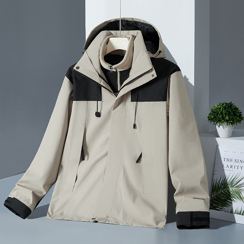 秋冬季三合一冲锋风衣户外夹克防护外套男女防水夹克情侣登山服|undefined