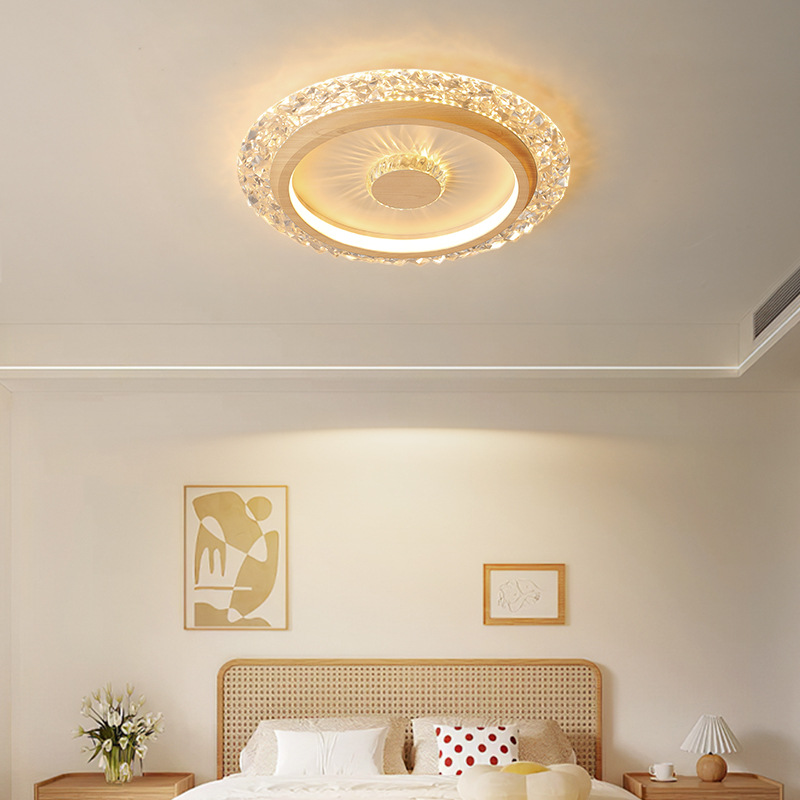 [Selección estricta] lujosa atmósfera sencilla moderna luz de techo inteligente protector de ojos de estilo francés medieval cristal lámpara de habitación principal