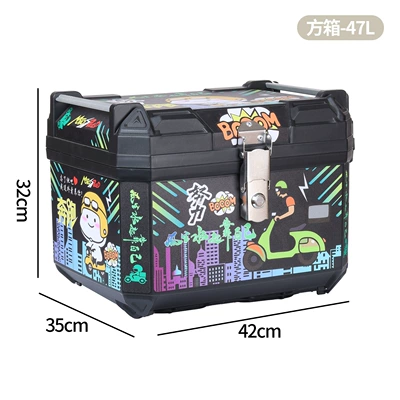 Motorcycles and Electric Vehicles, Non-Aluminum Alloy | Motorcycle trunk - running-sticker-47l-pp-material-square-box-with-lining