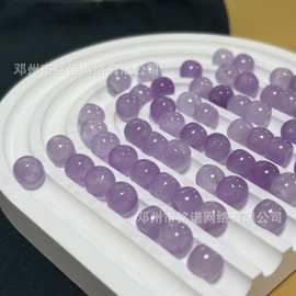 冰紫玉珠鼓珠薰衣草紫水晶单珠半成品DIY手链项链配珠饰品批发