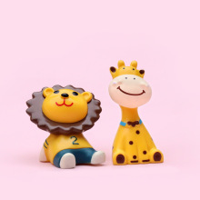 可爱仰望星空小动物小鹿狮子手办模型卡通公仔桌面车载装饰品摆件