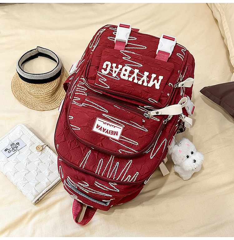 School Backpack Set For Girls Large Capacity College Bag_voghion.com