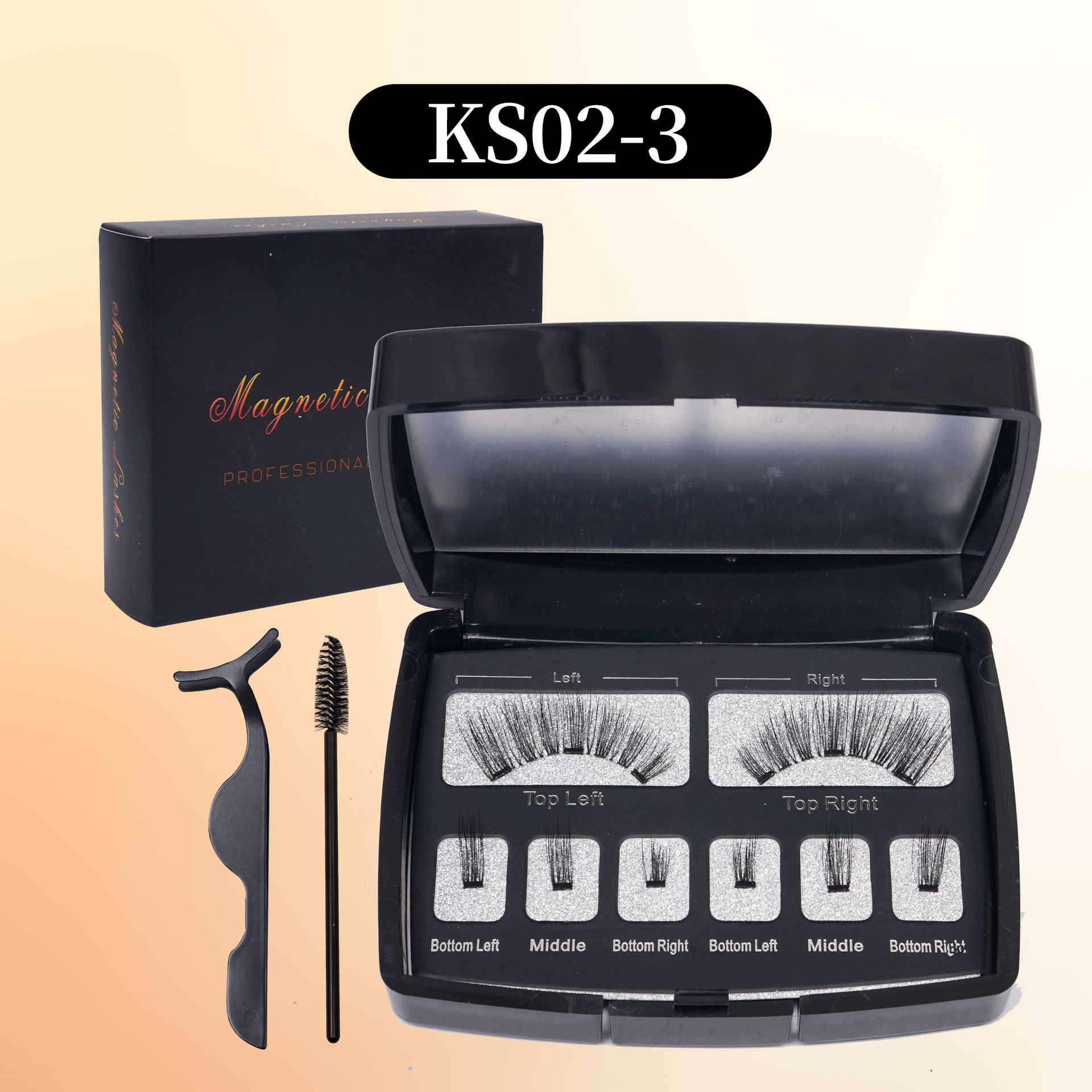 Conjunto de pestañas magnéticas segmentadas transfronterizas Little Devil Pestañas gruesas y realistas Tres imanes de alta gama Pestañas postizas