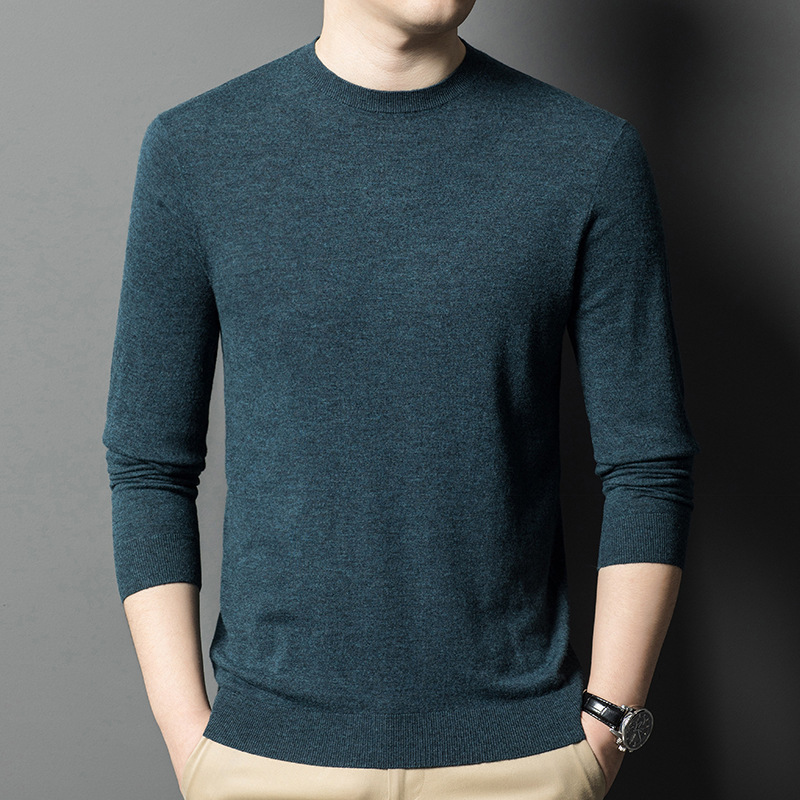 Men's woolen demi-season solid color keep warm knitted thin sweater…