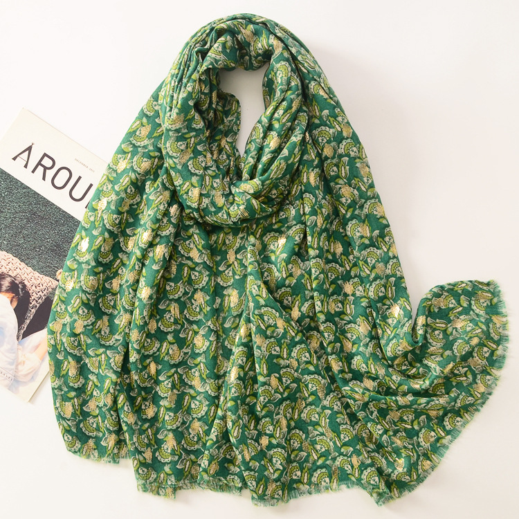 Comercio exterior nuevo bronceado flor tambor impresión algodón y lino sensación bufanda otoño e invierno cálido chal moda suave satén bufanda de algodón
