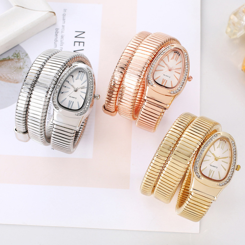 25 Years of Summer New Foreign Trade Features Hot-Selling Diamond-Encrusted Elastic Winding Snake-Shaped Exquisite Watches Factory Direct Sales