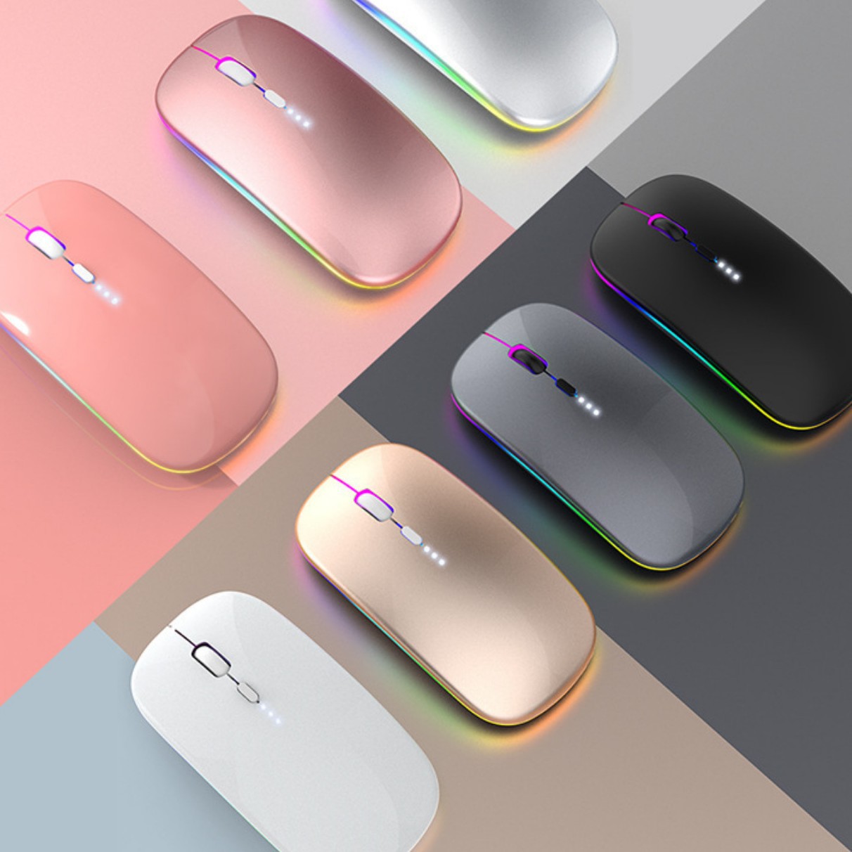 Factory Wholesale Rechargeable Silent Dual-Mode Bluetooth Wireless Mouse with Power Display and Lighting, Suitable for Tablets, Mobile Phones, and Computers