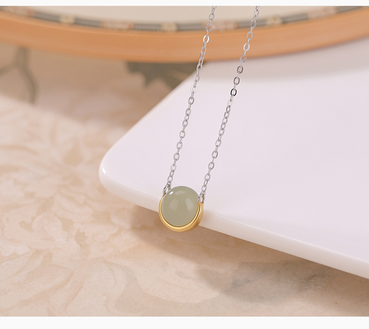 Mặt dây chuyền bạc S925 đính ngọc bích Hotan – Jasper Thanh Đảo – Mã não đỏ kiểu Trung Quốc — Dây xích - Chain chi tiết 5