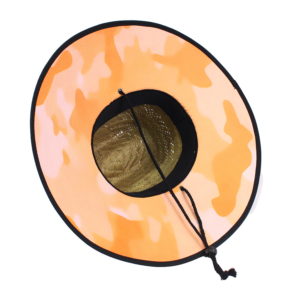 Sombrero de paja para hombre estilo playa, diseño salvavidas, moda verano 2024