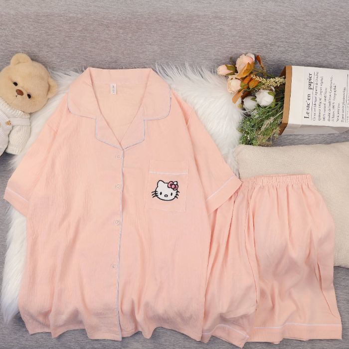 Al por mayor transfronterizo nuevo verano nubes de algodón dibujos animados mangas cortas pantalones cortos pijamas ropa de casa de mujer set ropa de casa de moda