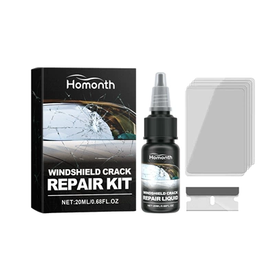 Homonth Glass Crack Repair Kit Clear Vision Car Windshield Nano Repair Fluid Kit (Auto glass repair liquid) - liquid-20ml1blade1hardening-film5
