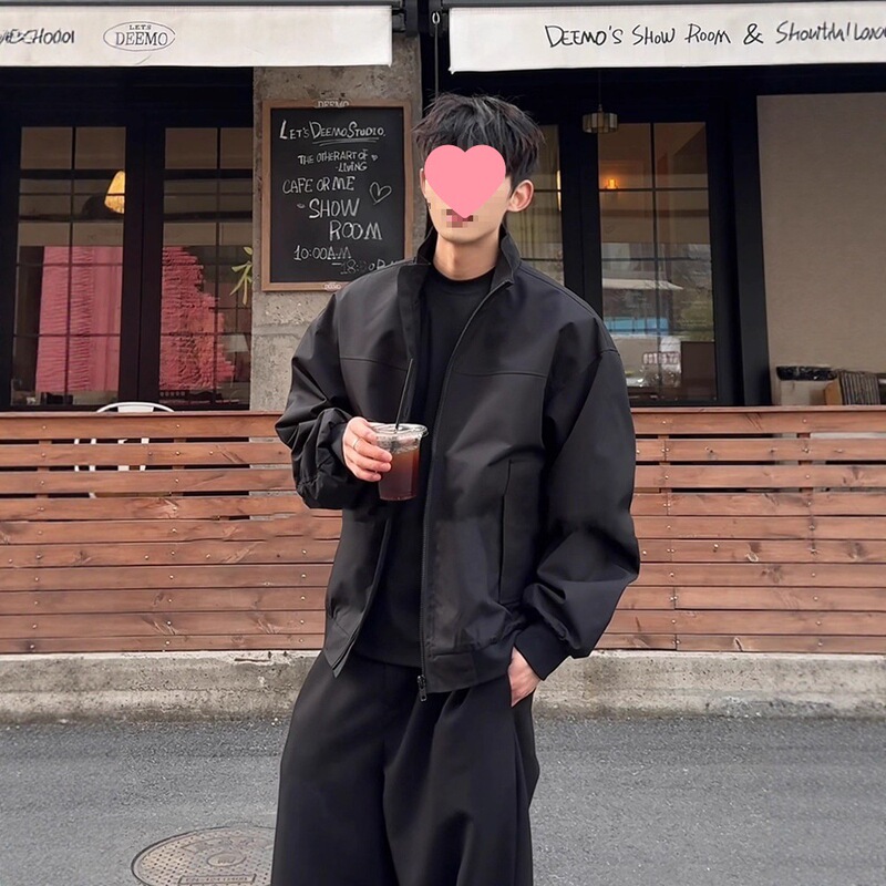 American Flight Jacket Men's Spring & Fall Three-Proof Soft Shell Jacket Cleanfit Stand-Up Collar Short Baseball Uniform