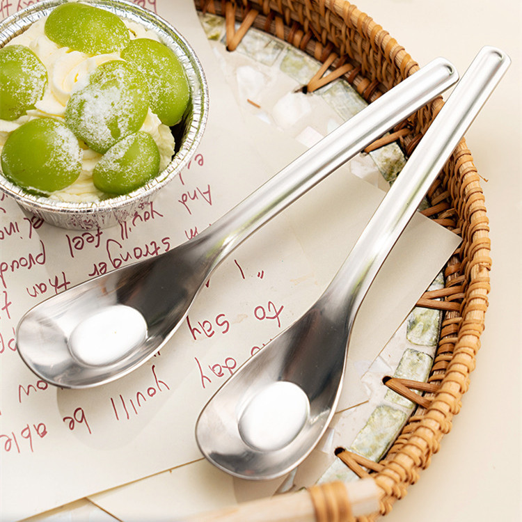 Cuchara mezcladora de café Yuezhou Cute Ice Cream 304 de mango largo para estudiantes, cuchara de acero inoxidable._voghion.com