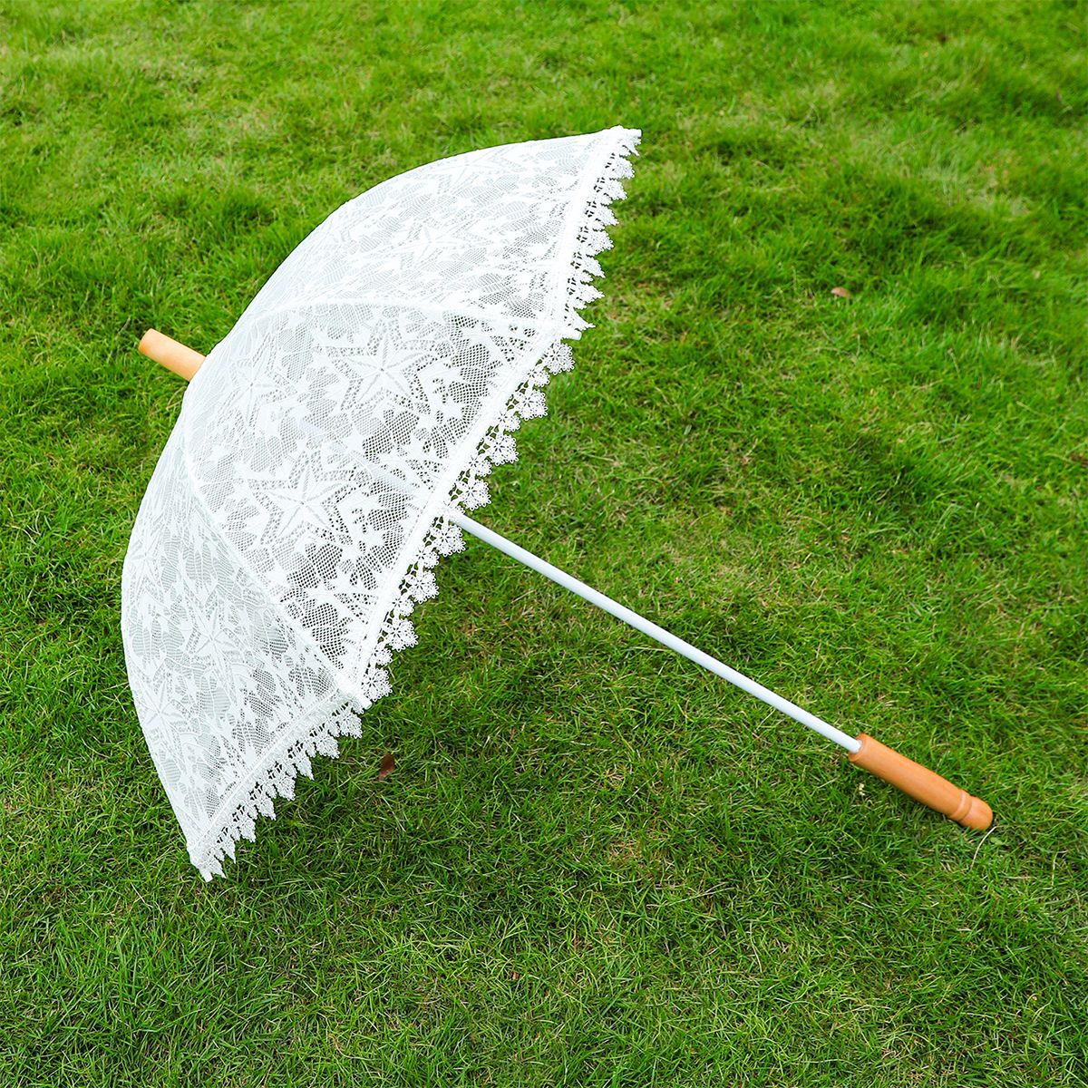 Lolita White Princess Umbrella Peony Pattern Lace Umbrella Bridal Wedding Photography Photo Long Handle Small Umbrella