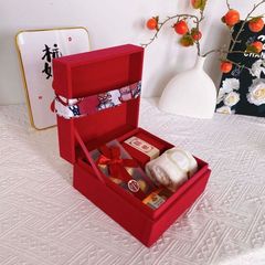 新款纯色丝绒翻盖伴手礼盒节日礼品盒化妆品包装盒婚庆结婚喜糖盒