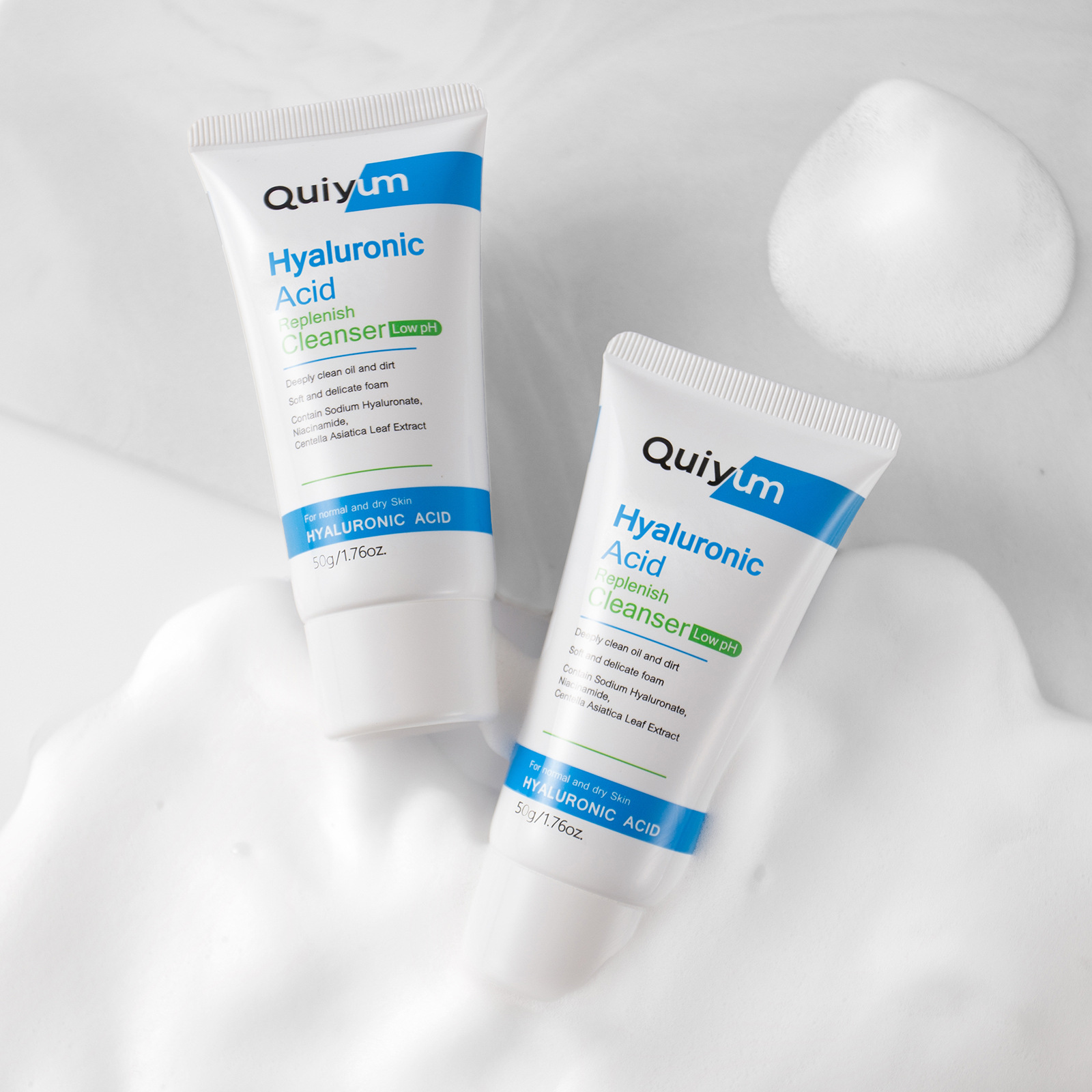 Cross-border QUIYUM Hyaluronic acid Facial Cleanser 50g hydrating and moisturizing facial Cleanser skin care product manufacturer in stock wholesale undefined