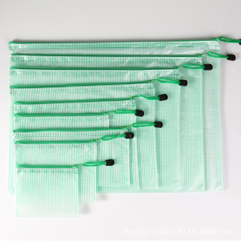 Directo de fábrica A4 bolsa de archivo transparente bolsa de malla de cremallera engrosada bolsa de papelería de estudiante a prueba de agua bolsa de archivo de material