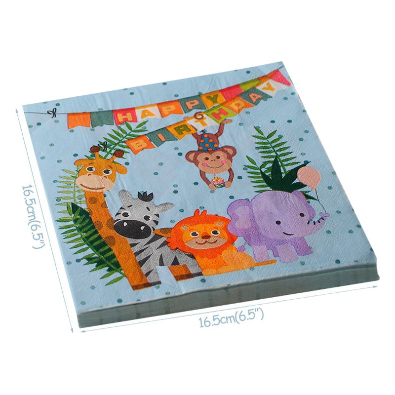 Colección de servilletas para fiestas de cumpleaños, suministros de disfraces para fiestas infantiles, 20 piezas de tela de papel impresa, decoración de fiesta con dibujos animados.