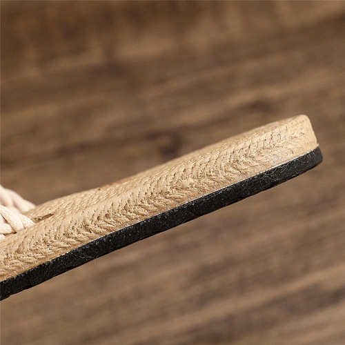 Summer new style imitation hemp rope travel hemp sole women's sandals outer wear flip-flops women's beach wedge heel slippers