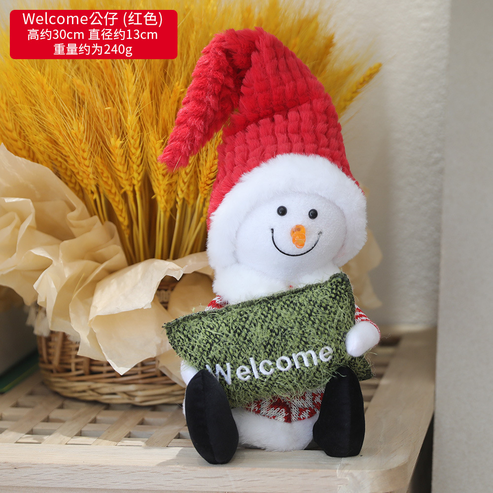 Transfronterizo luminoso Rudolf adornos de Navidad estilo europeo simple muñeca de tela Santa Claus/muñeco de nieve