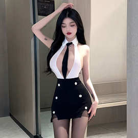 熙若兮情趣内衣女性感诱惑制服纯欲秘书包臀短裙免脱睡衣激情套