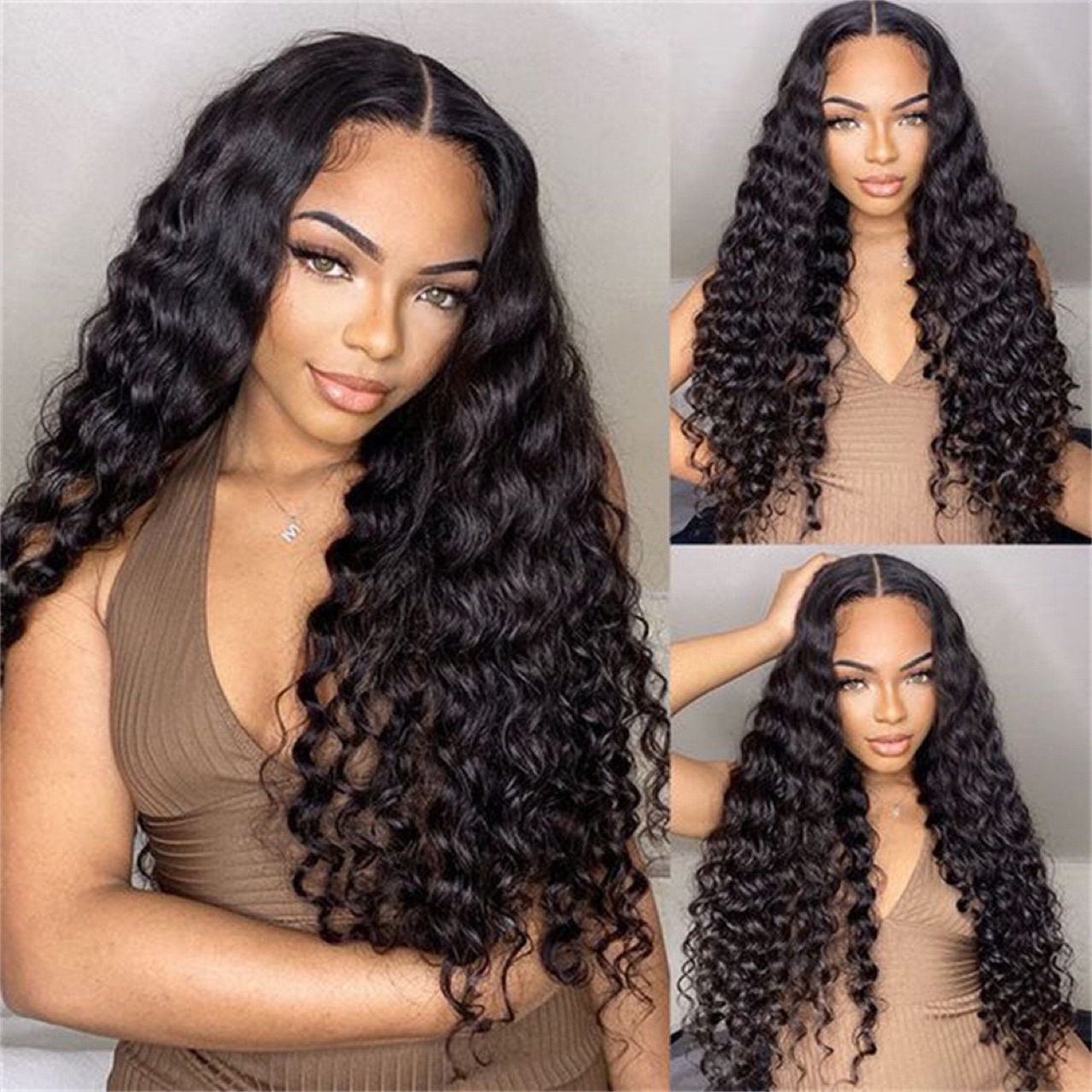 Peluca Frontal de Encaje de Cabello Humano 13x4 Rizado Largo Natural