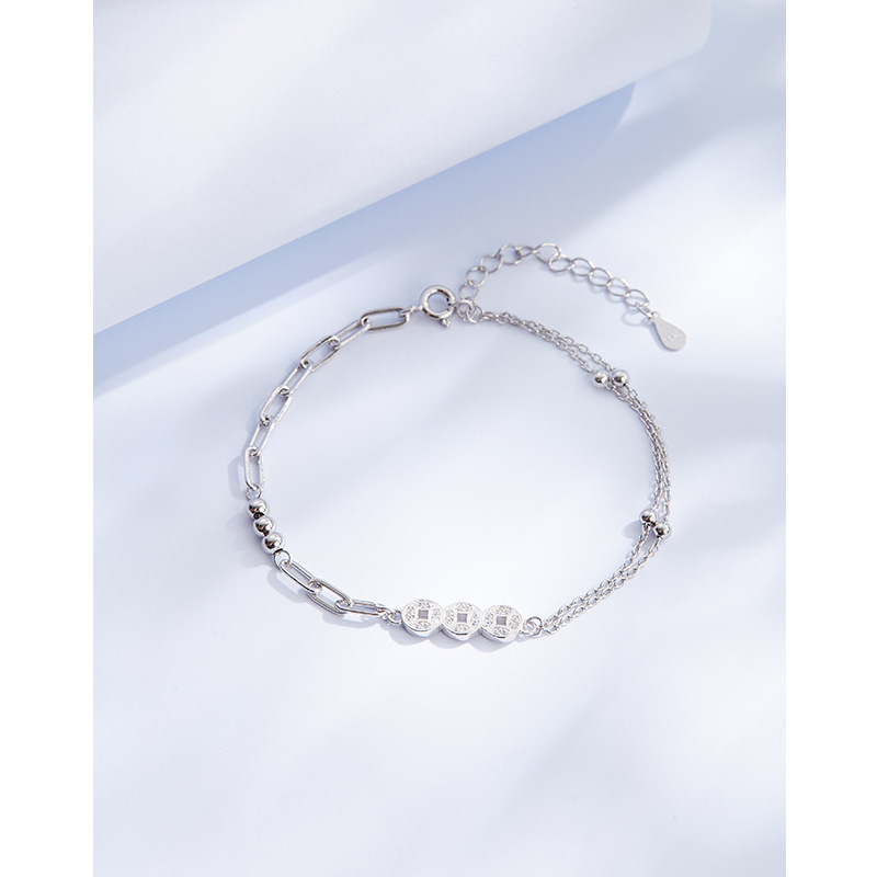 925 plata esterlina cobre moneda pulsera para mujeres verano 2023 nuevo nicho diseño de alto grado temperamento personalidad retro pulsera