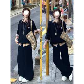 春秋季女装大码韩式套装减龄显瘦时尚遮肚子卫衣两件套胖mm300斤