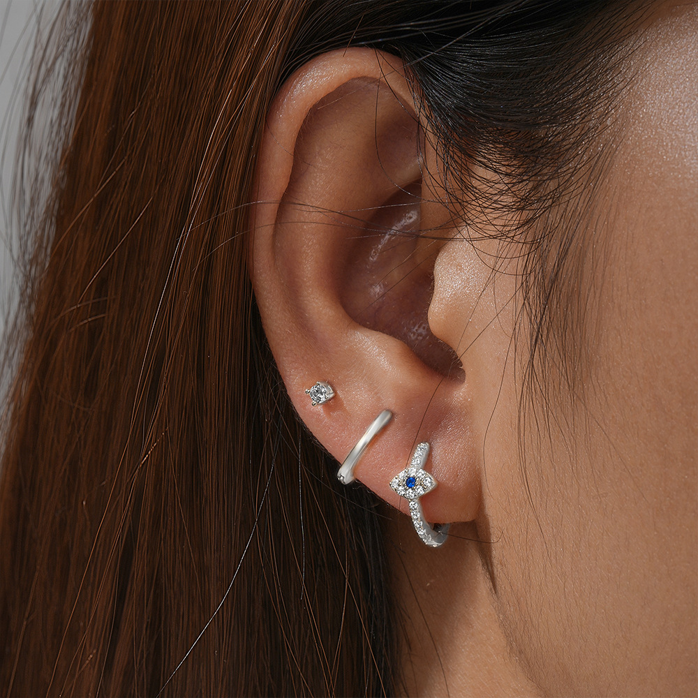 4g Weight Zircon Inlay Material Earrings Classification 3 Pieces Set Quantity Daily Occasion 925 Sterling Silver Material Geometric Pattern Women's Gender Plating, Inlay Design Simple Style Style 3 Pieces Set 925 Sterling Silver Zircon Geometric Earrings 66