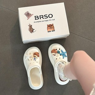 [Brso] Slippers for Women, Fashionable, Versatile, Casual and Cute 2025 Summer New Beach Shoes, Sandals, Slippers, Clogs