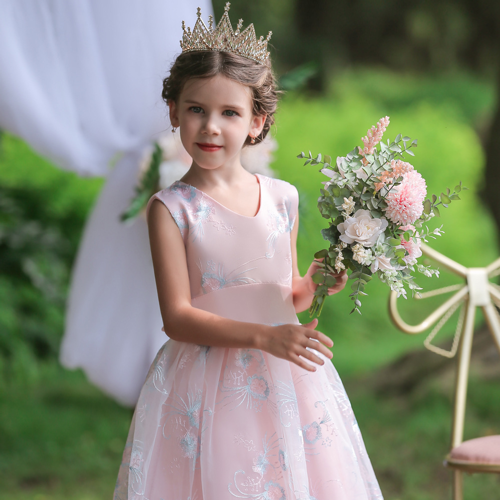 跨境新款儿童礼服公主裙女童婚纱蓬蓬裙长裙中大童演出晚礼服批发