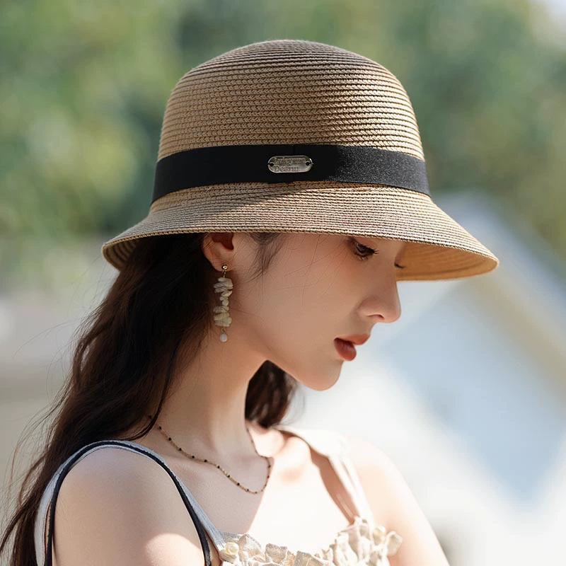 Женская соломенная шляпа с широким полем, UV защита лица, пляжная fisherman's hat, лето 2025,
