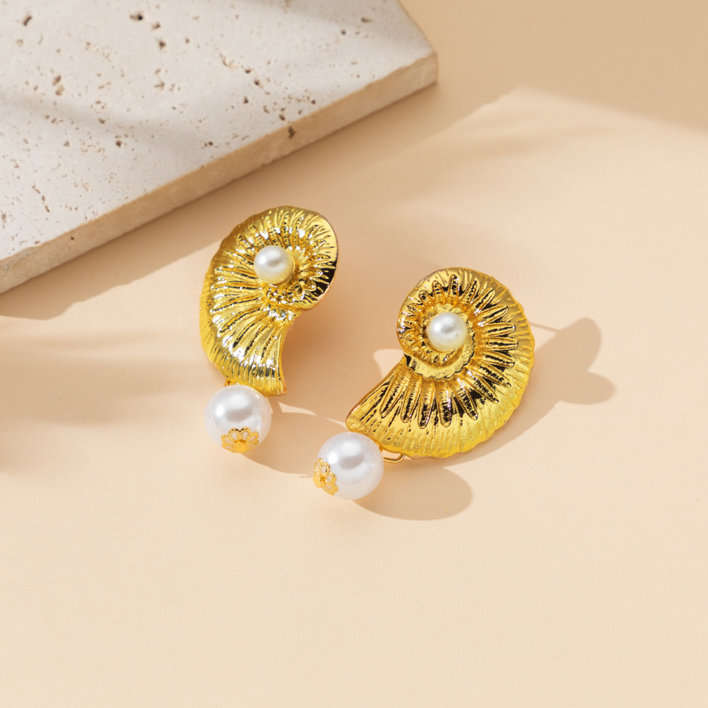 15g Weight 304 Stainless Steel Ear Needle Material Ear Studs Classification 1 Pair Quantity Daily, Street, Shopping Occasion Alloy Material Starfish, Conch Pattern All Seasons Season Women's Gender Irregular, Plating Design Marine Style, Modern Style Style 1 Pair Marine Style Modern Style Starfish Conch Irregular Plating Alloy Ear Studs 6