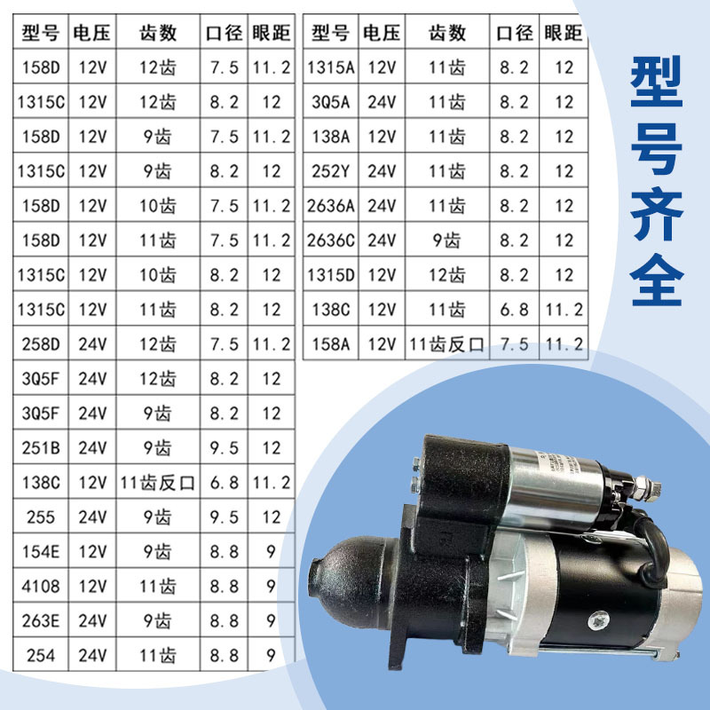 Pure Copper Reduction Starter Motor 3Q5A 24V 11 Teeth Yunnei, Compatible with 4100.4102 Engine